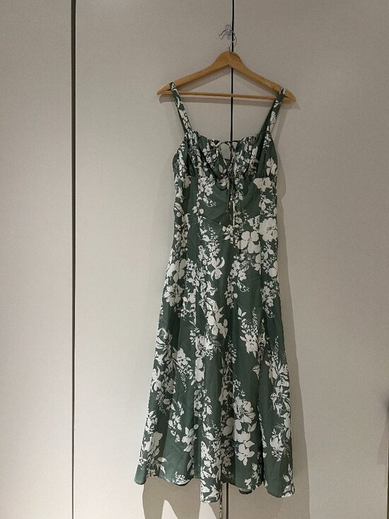 Floral Midi Corset Dress - Green, Large - Picture 2 of 5